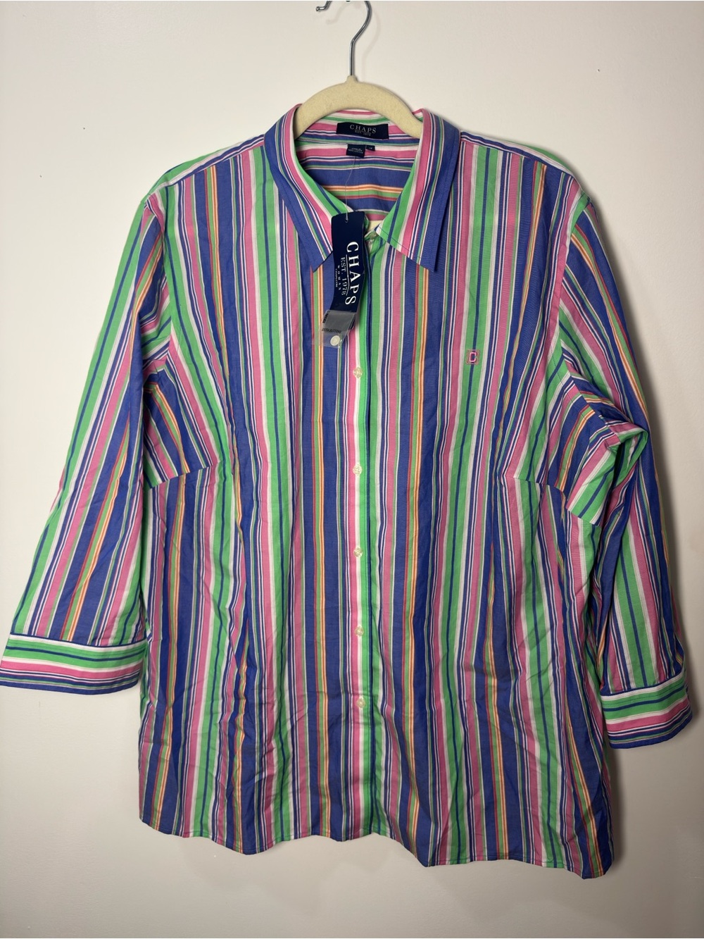 Chaps Est. 1978 Women’s 2XL Regular Multicolor Striped Cotton Woven Shirt